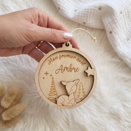 Boule de Noël "Mon Premier Noël" en bois • Bébé