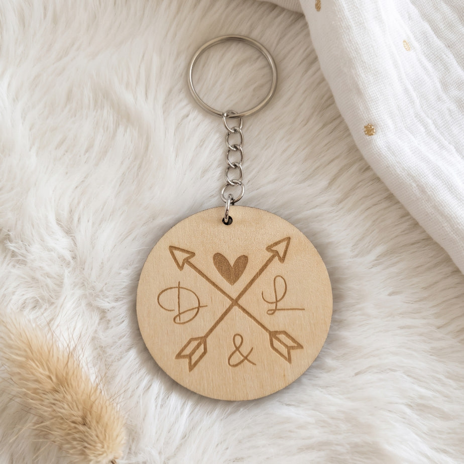 Porte-clés couple personnalisé en bois • Duo & Saint-Valentin