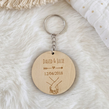 Porte-clés couple personnalisé en bois • Duo & Saint-Valentin