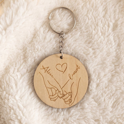 Porte-clés couple personnalisé en bois • Duo & Saint-Valentin