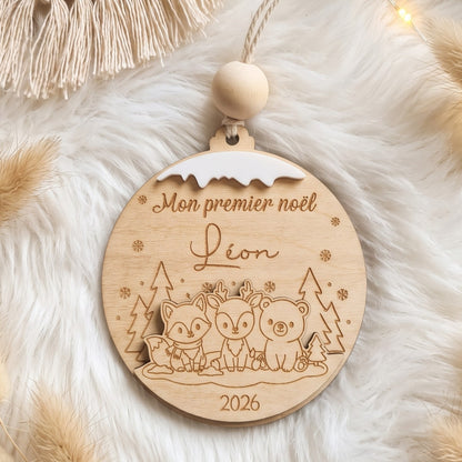 Boule de Noël personnalisée "Mon premier Noël" • Animaux de la forêt