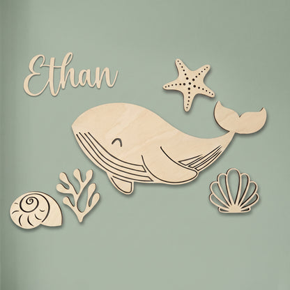 Décoration murale baleine personnalisée • Thème océan