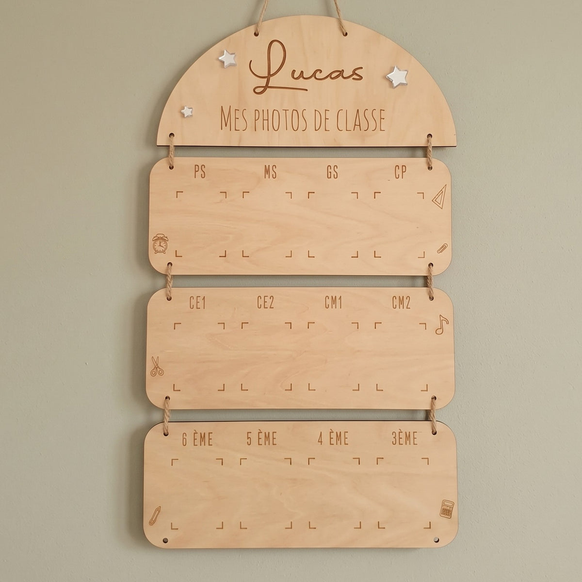 Tableau des photos de classe en bois • Personnalisé