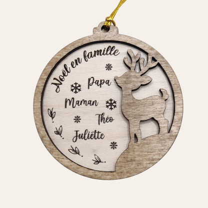 Boule de Noël personnalisée en bois • Prénoms de famille