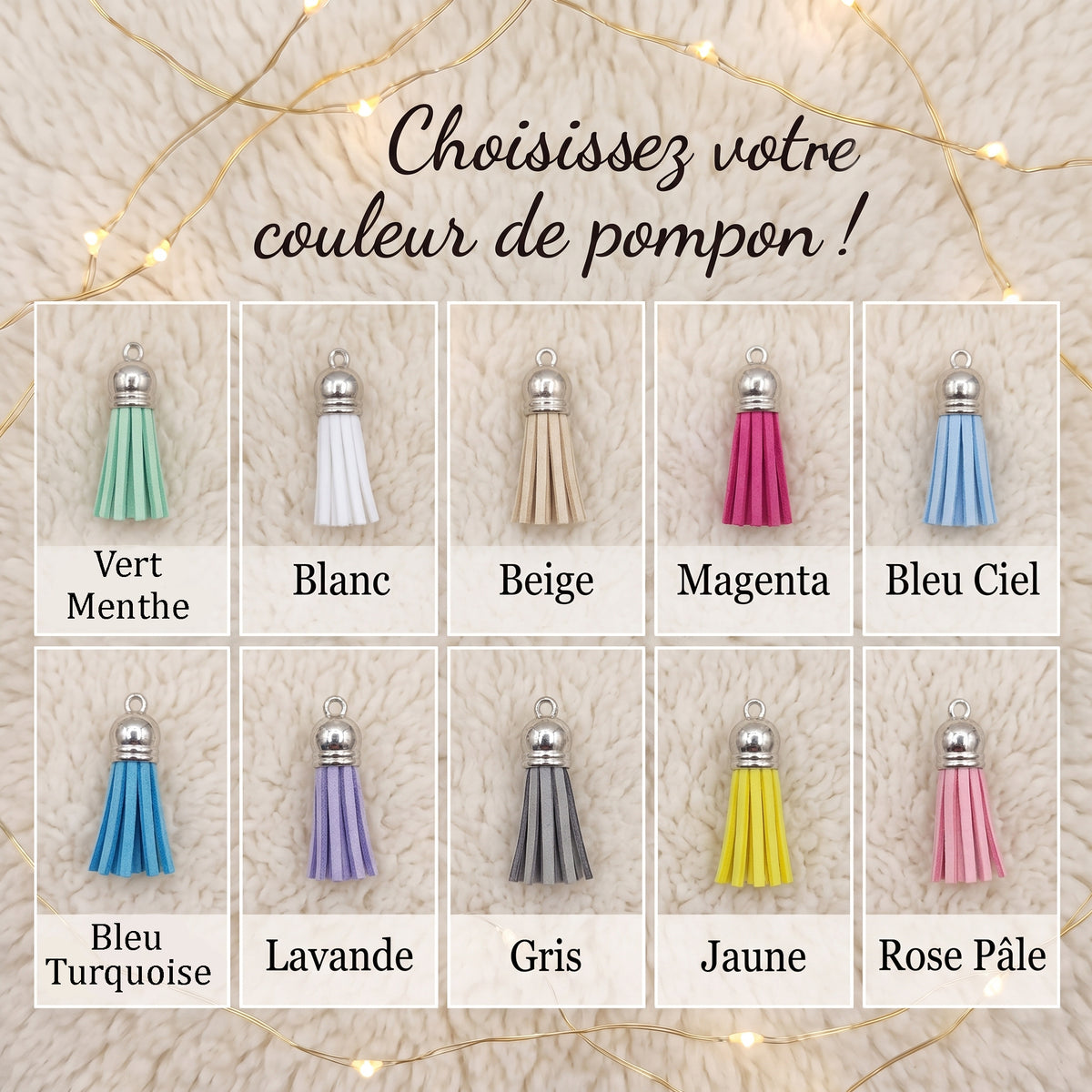 Porte-clés personnalisé bois, prénom et pompon – Maîtresse, Nounou, ATSEM