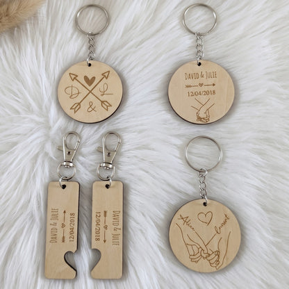 Porte-clés couple personnalisé en bois • Duo & Saint-Valentin