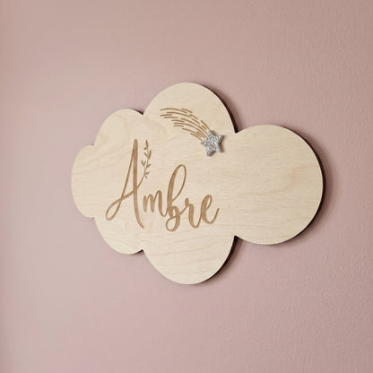 Nuage en bois personnalisé • Décoration chambre enfant