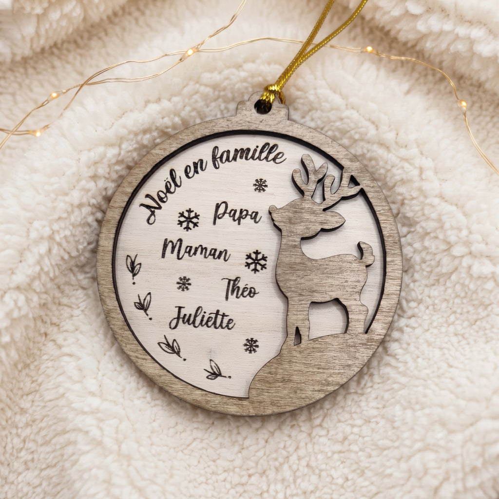 Boule de Noël personnalisée en bois • Prénoms de famille