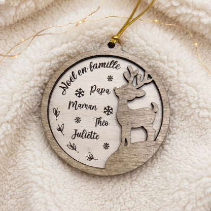 Boule de Noël personnalisée en bois • Prénoms de famille