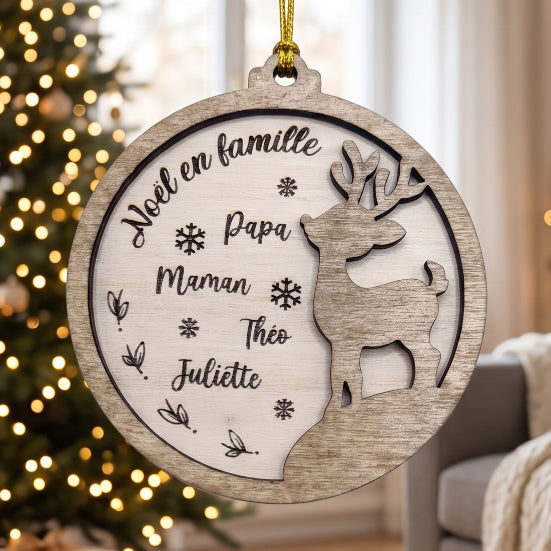 Boule de Noël personnalisée en bois • Prénoms de famille