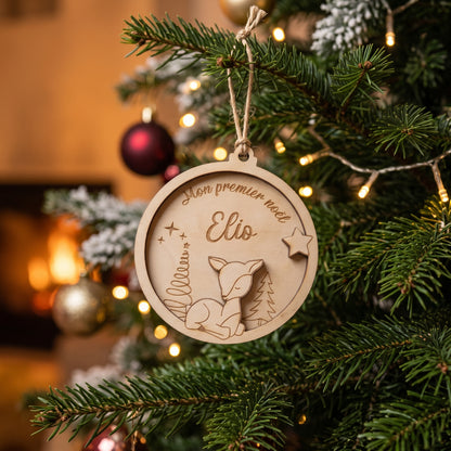 Boule de Noël "Mon Premier Noël" en bois • Bébé