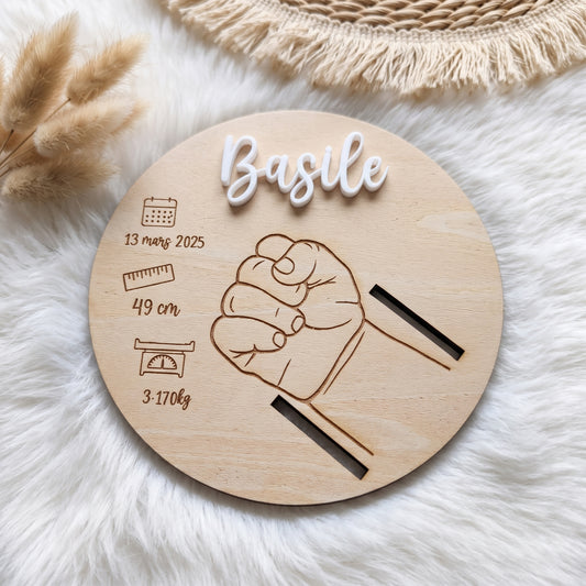 Support de bracelet de naissance personnalisé en bois • Souvenir bébé