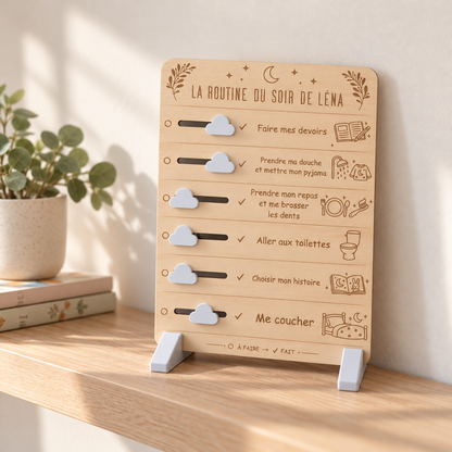 Tableau de routine personnalisé en bois • Matin & soir