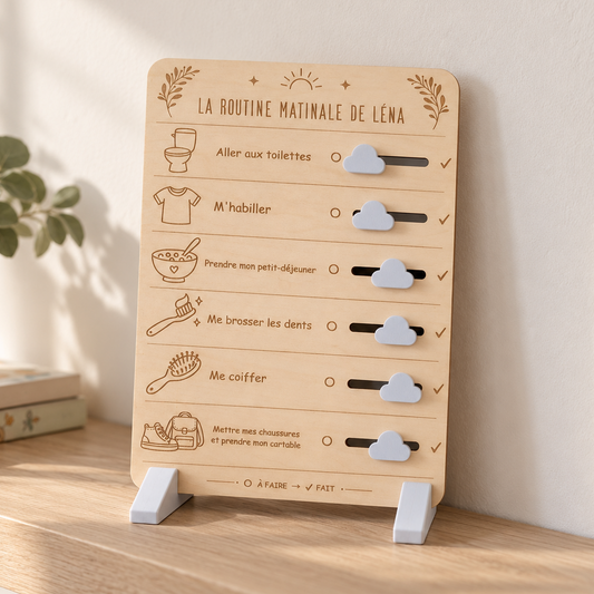 Tableau de routine personnalisé en bois • Matin & soir
