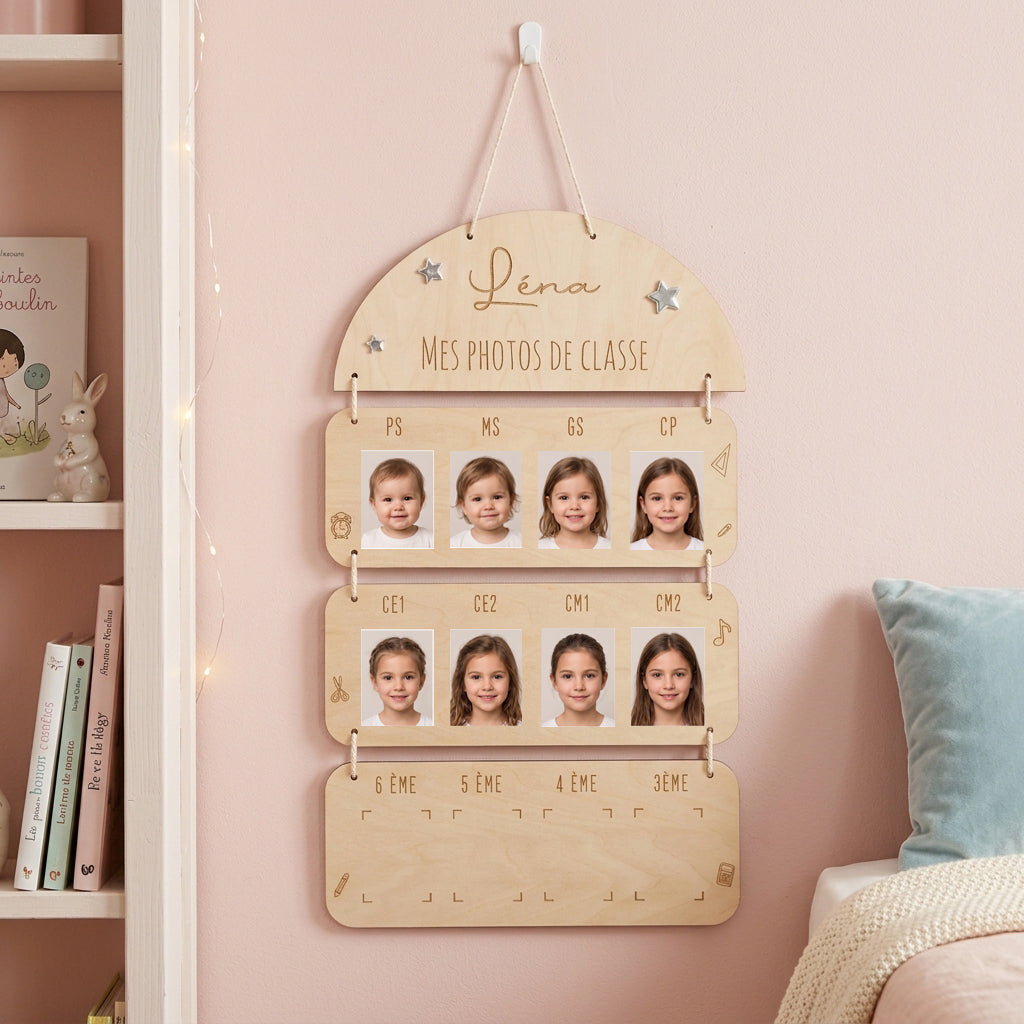 Tableau des photos de classe en bois • Personnalisé