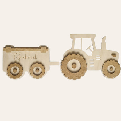 Décoration murale en bois personnalisée - Tracteur & Remorque