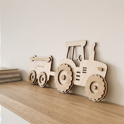 Décoration murale en bois personnalisée - Tracteur & Remorque