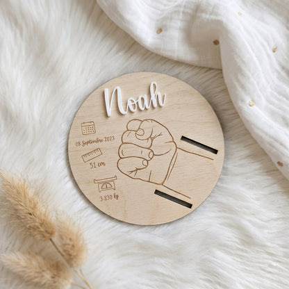 Support de bracelet de naissance personnalisé en bois • Souvenir bébé