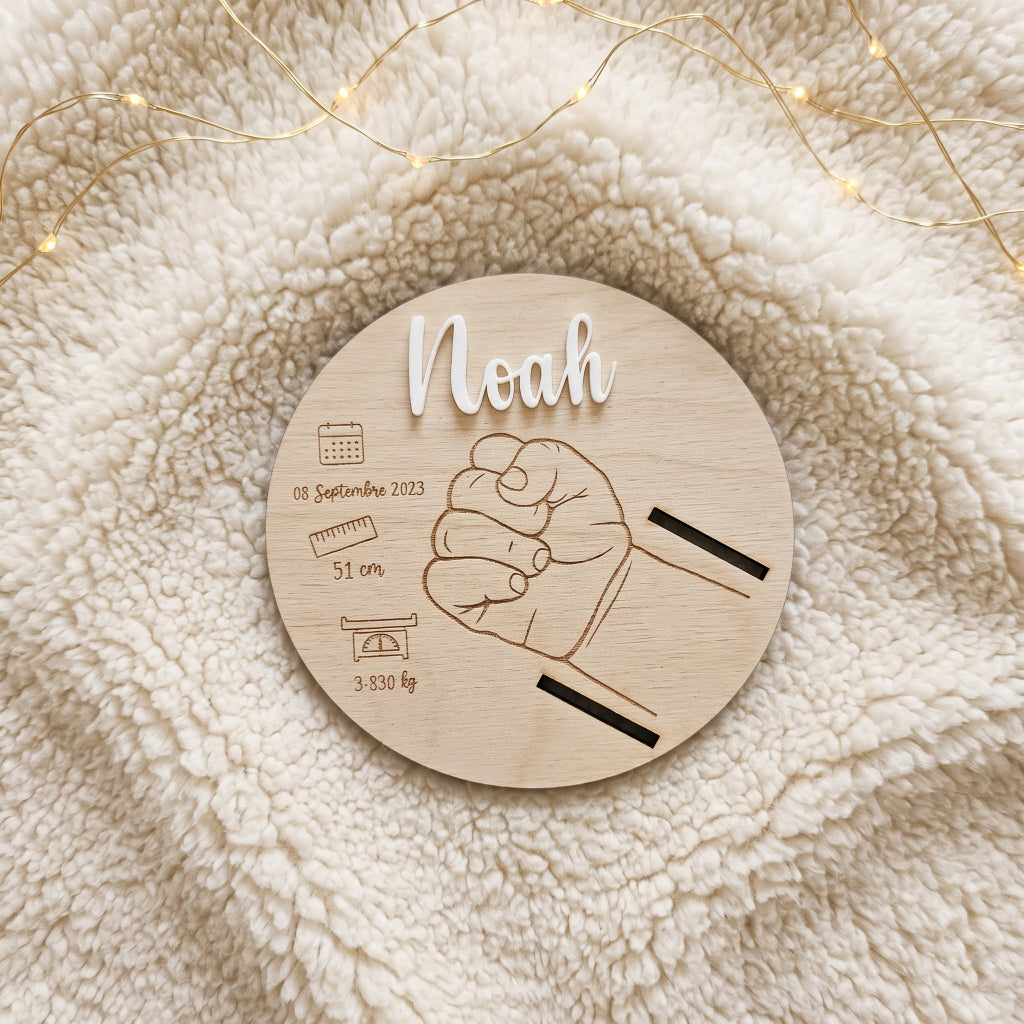 Support de bracelet de naissance personnalisé en bois • Souvenir bébé