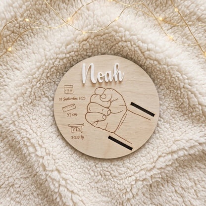 Support de bracelet de naissance personnalisé en bois • Souvenir bébé