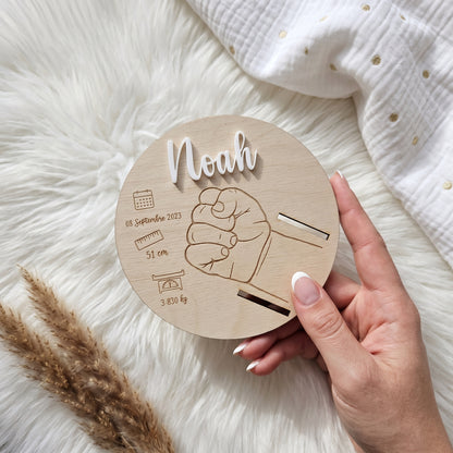 Support de bracelet de naissance personnalisé en bois • Souvenir bébé