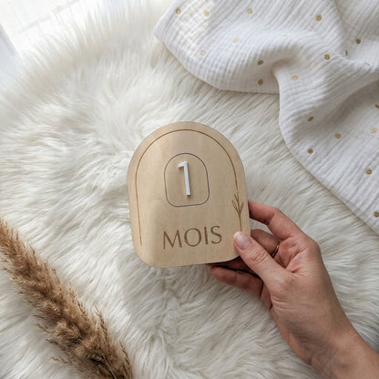 Carte Étape Bébé en Bois et Acrylique - Modèle Arche