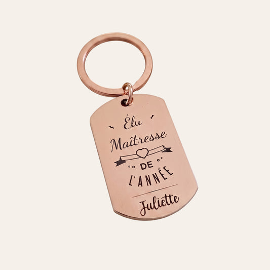 Porte-clés métal rose gold personnalisé • Maîtresse & Nounou
