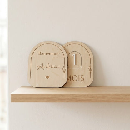 Carte Étape Bébé en Bois et Acrylique - Modèle Arche