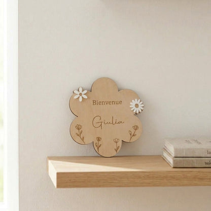 Cartes étapes bébé en bois et acrylique (motif fleur) • Souvenir de naissance