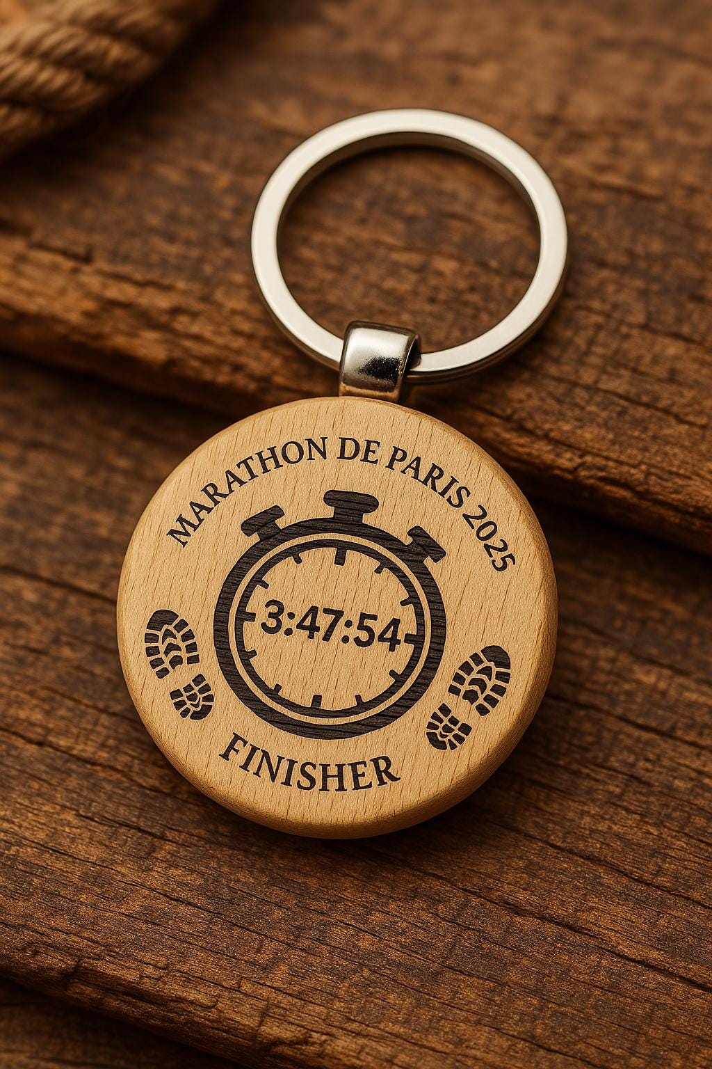 Porte-Clé Finisher Personnalisé Gravé - Marathon, Trail, Semi-Marathon, 10km - Cadeau Coureur