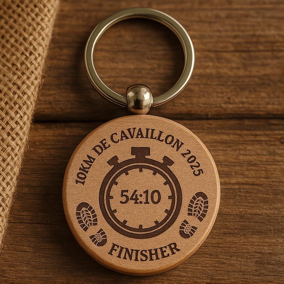 Porte-Clé Finisher Personnalisé Gravé - Marathon, Trail, Semi-Marathon, 10km - Cadeau Coureur