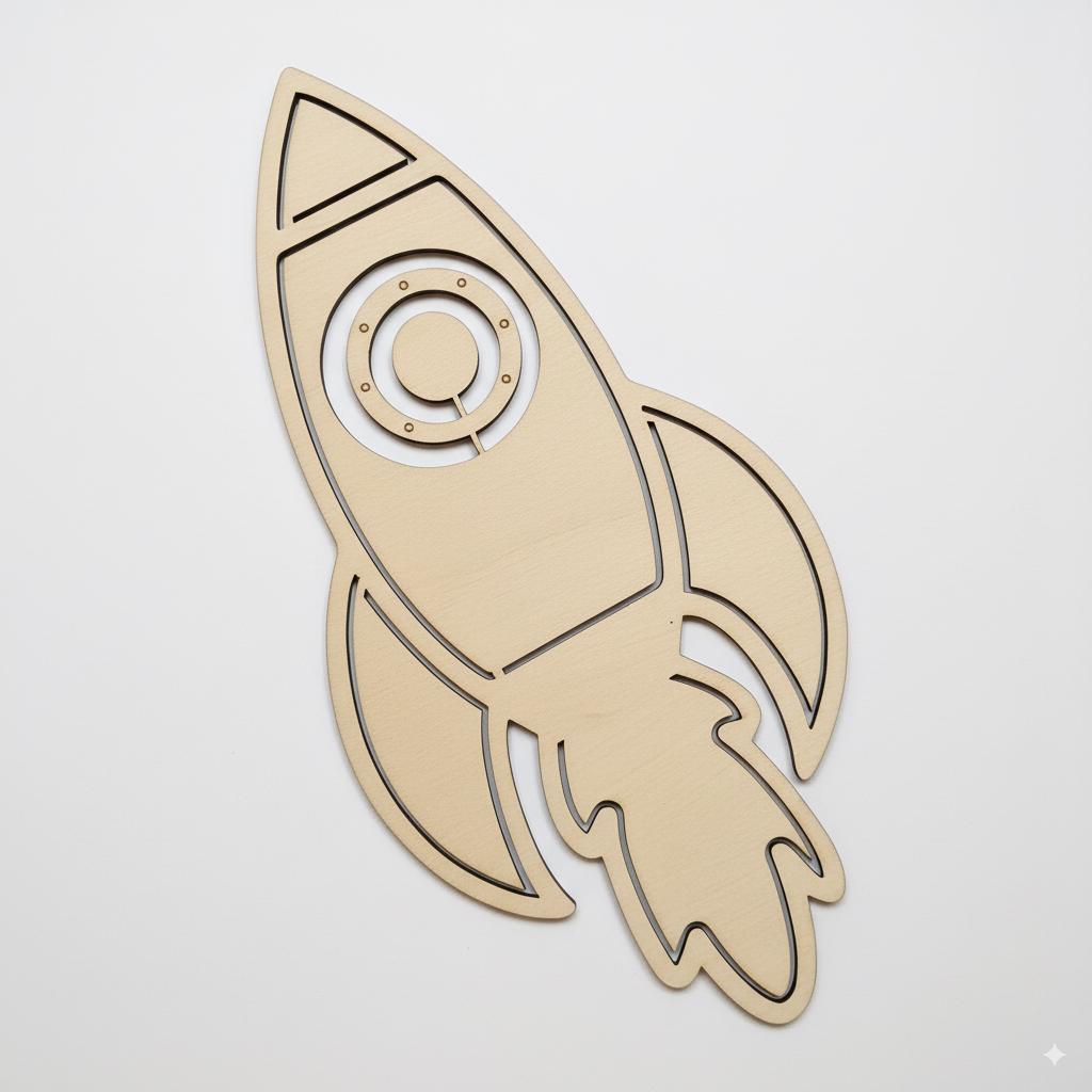 Décoration murale espace personnalisée en bois – Fusée, lune, étoiles, planète & prénom – Cadeau naissance, baptême, chambre enfant