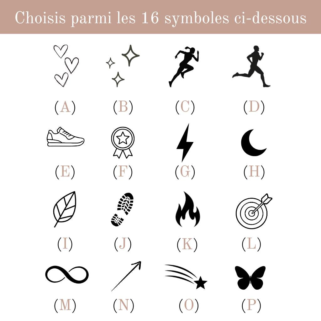 Étiquette de lacet personnalisée en métal gravé | Cadeau runner | Message & icône au choix | Fabriqué en France