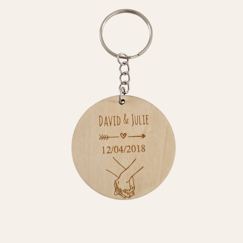Porte-clés couple personnalisé en bois • Duo & Saint-Valentin