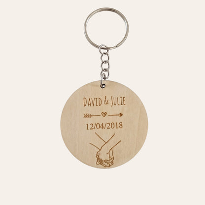 Porte-clés couple personnalisé en bois • Duo & Saint-Valentin