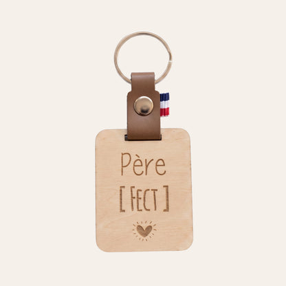 Porte-clés personnalisé bois & cuir • Cadeau Papa