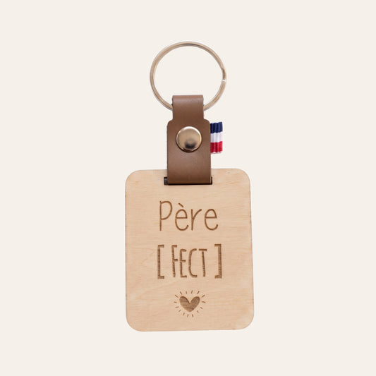 Porte-clés personnalisé bois & cuir • Cadeau Papa