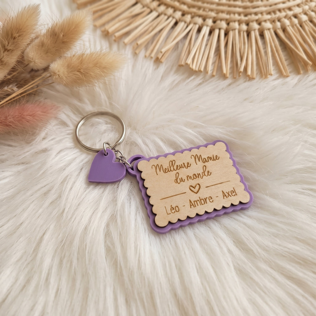 Porte-clés Biscuit Personnalisé en Bois