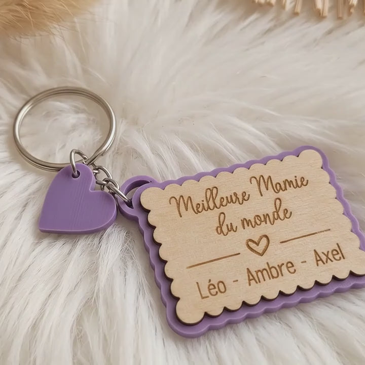 porte-clé bois gravé personnalisé cadeau maîtresse prénom