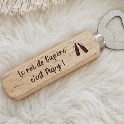 Décapsuleur personnalisé en bois • Cadeau homme original