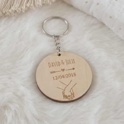 Porte-clés couple personnalisé en bois • Duo & Saint-Valentin