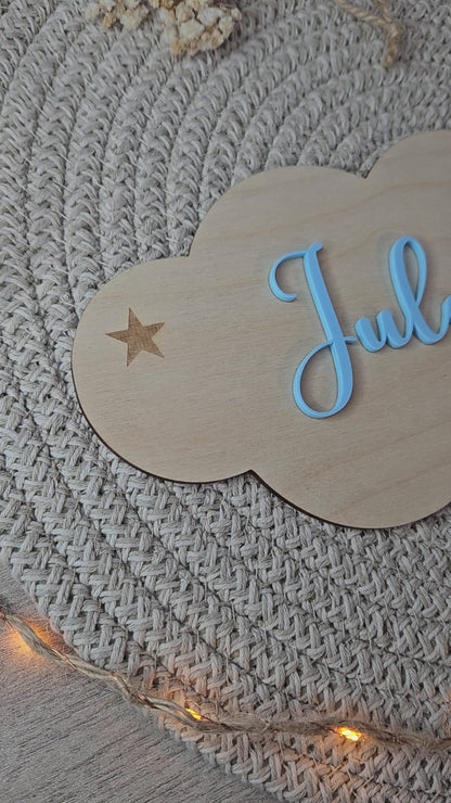 Décoration murale nuage et montgolfière personnalisée • Chambre bébé