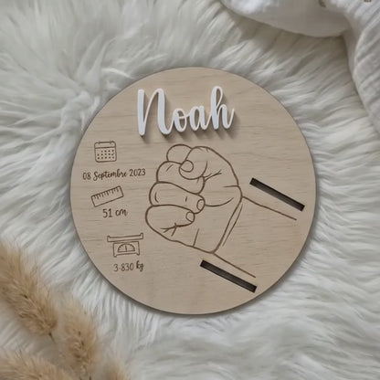 Support de bracelet de naissance personnalisé en bois • Souvenir bébé