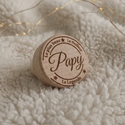 Bouchon de bouteille en bois personnalisé • Papa, Papy, Tonton